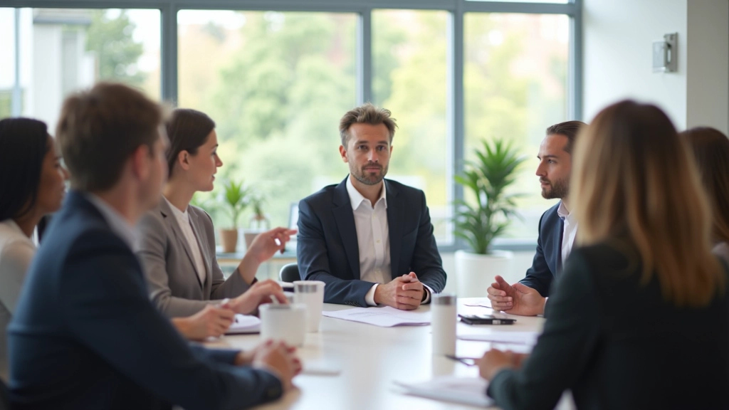 Moderner Konferenzraum mit Menschen bei einer professionellen Diskussion