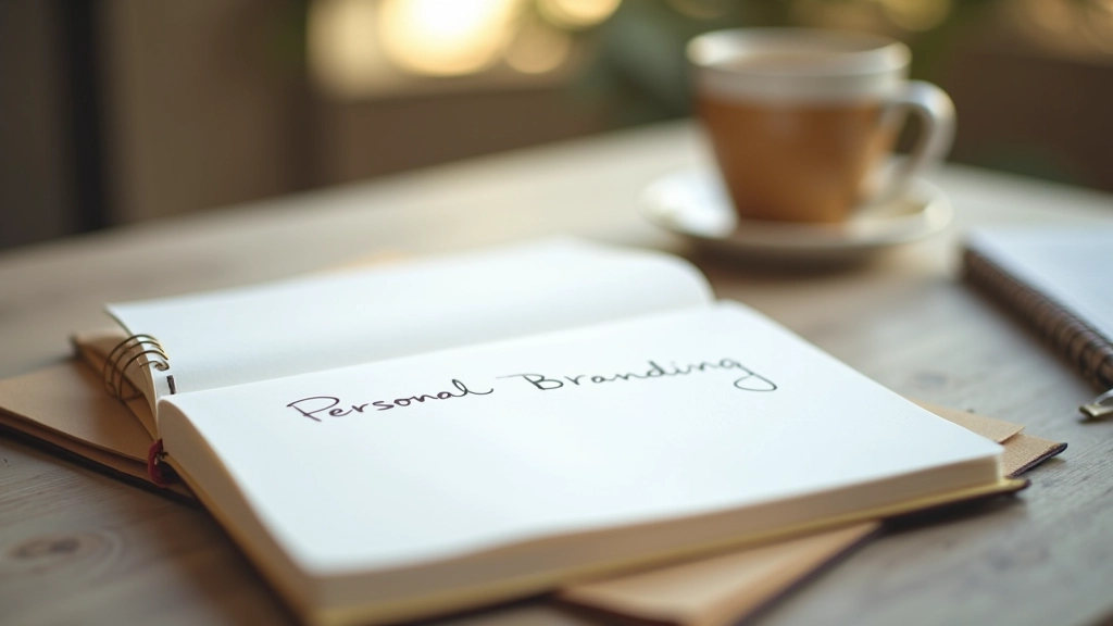 Tagebuch oder Notizbuch mit handschriftlichen Notizen zu persönlicher Markenidentität und professionellen Zielen