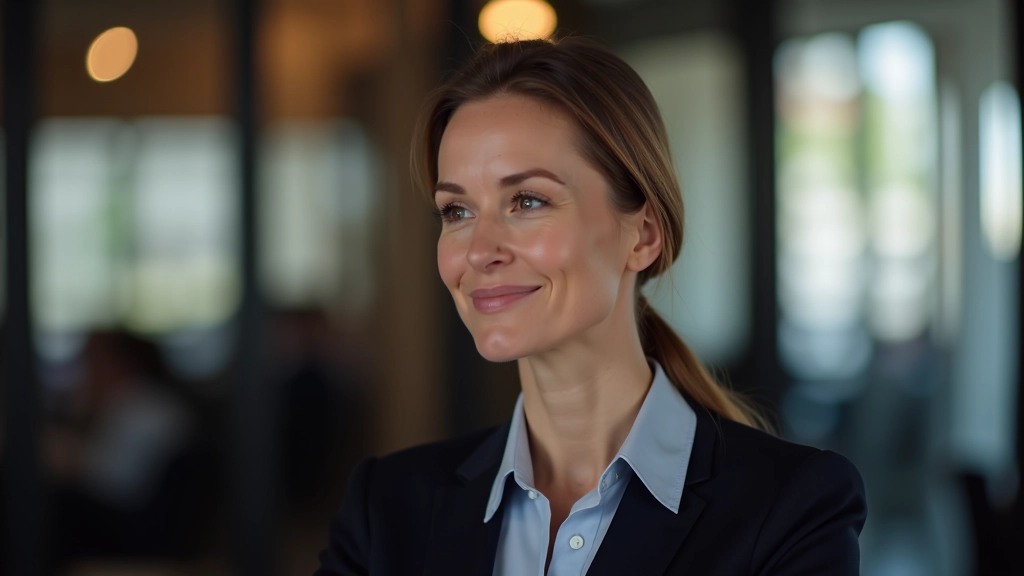 Frau sitzt allein bei einem Networking-Event, blickt nachdenklich, zeigt introvertierte aber fokussierte Körpersprache