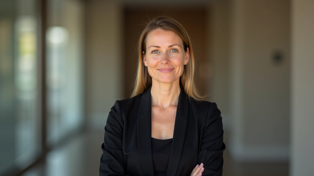 Frau in aufeinander abgestimmtem Business-Outfit, das Selbstvertrauen und Authentizität ausstrahlt