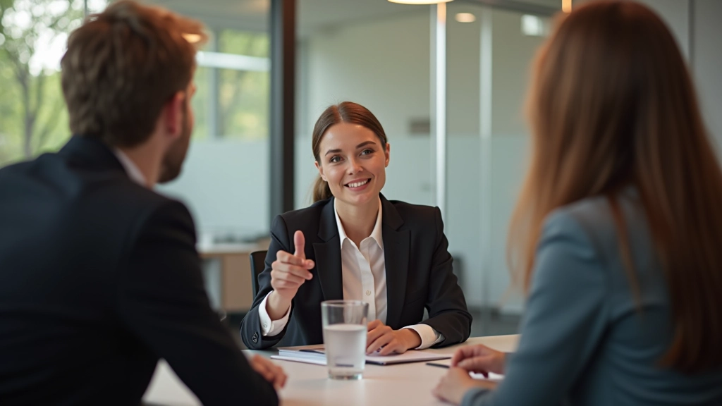 Geschäftsfrau präsentiert Ideen während einer Konferenz mit Publikum im Hintergrund